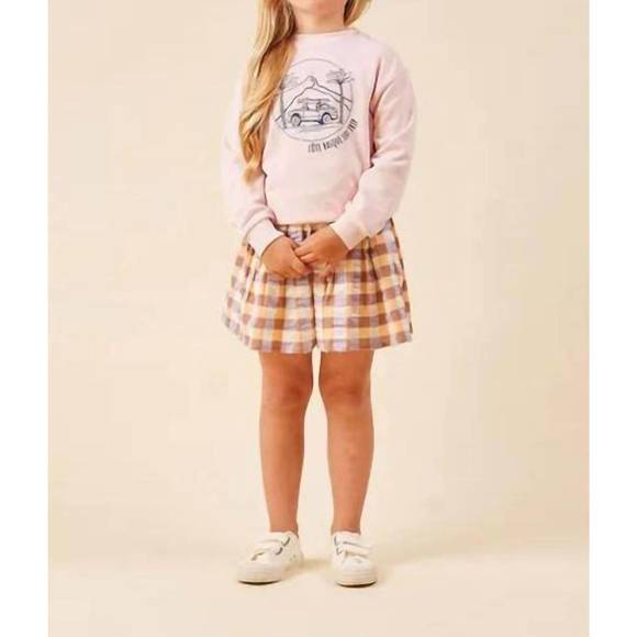 NEW ARSÈNE ET LES PIPELETTES sherbert check skirt in multicolor - Picture 1 of 4